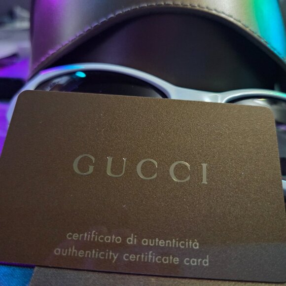 Gucci White Bamboo Sunglasses - GG3194/S - Rectangular Brown Tint - Never Worn - Picture 13 of 14